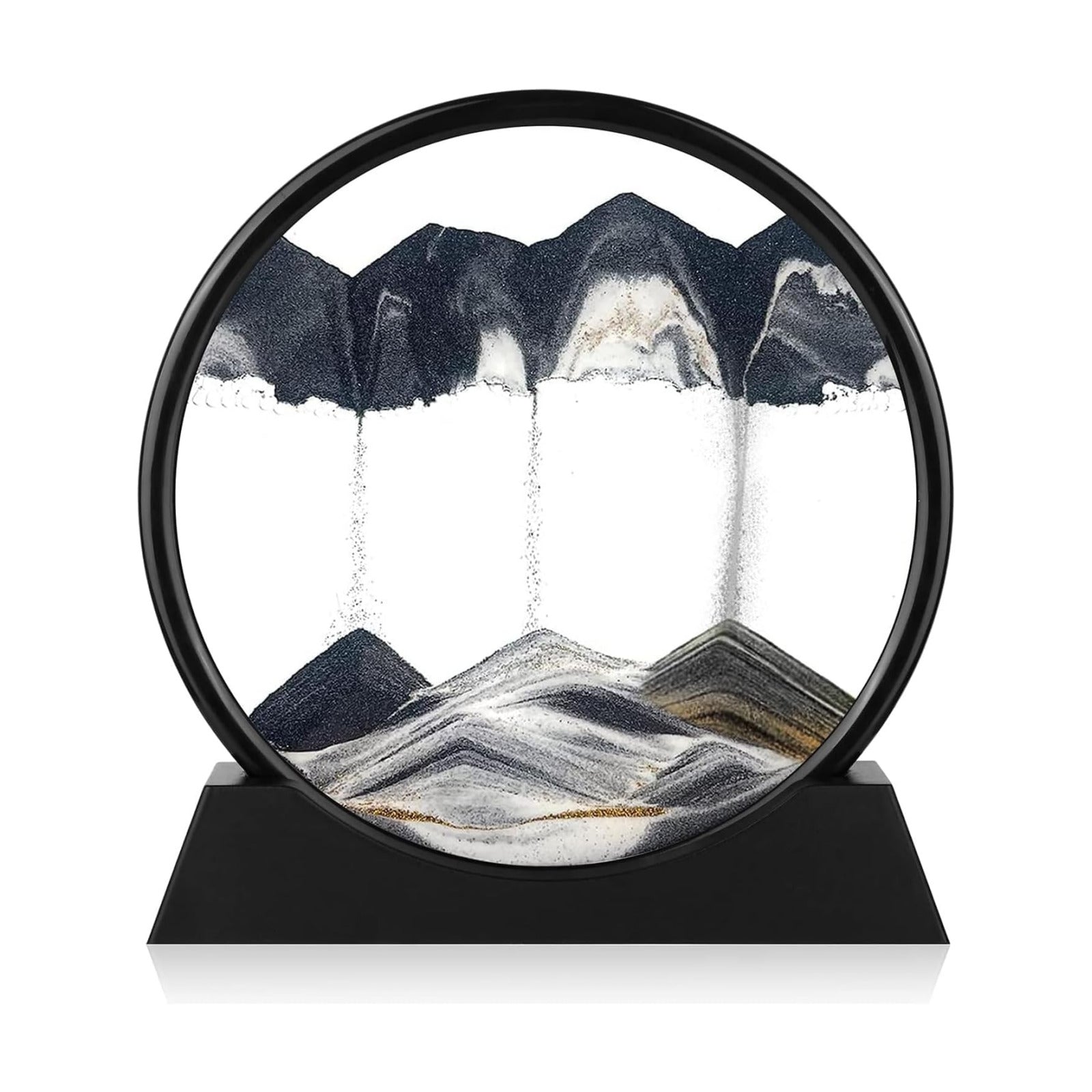 Round Glass 3D Deep Sea Sandscape / Black / 7in