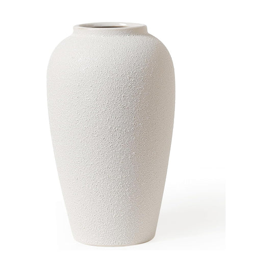 White Ceramic Vase / Cream White-11.83