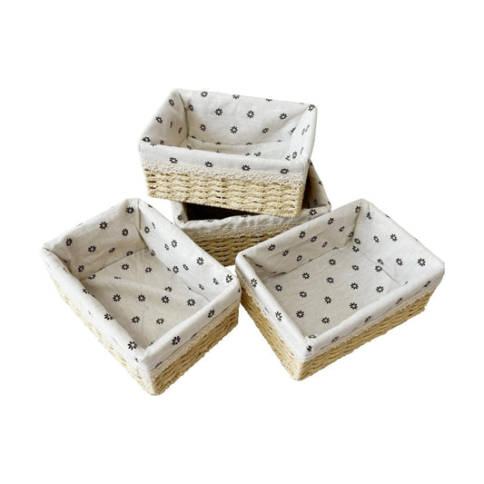 Handmade Woven Paper Rope Storage Baskets / Beige / Set of 4