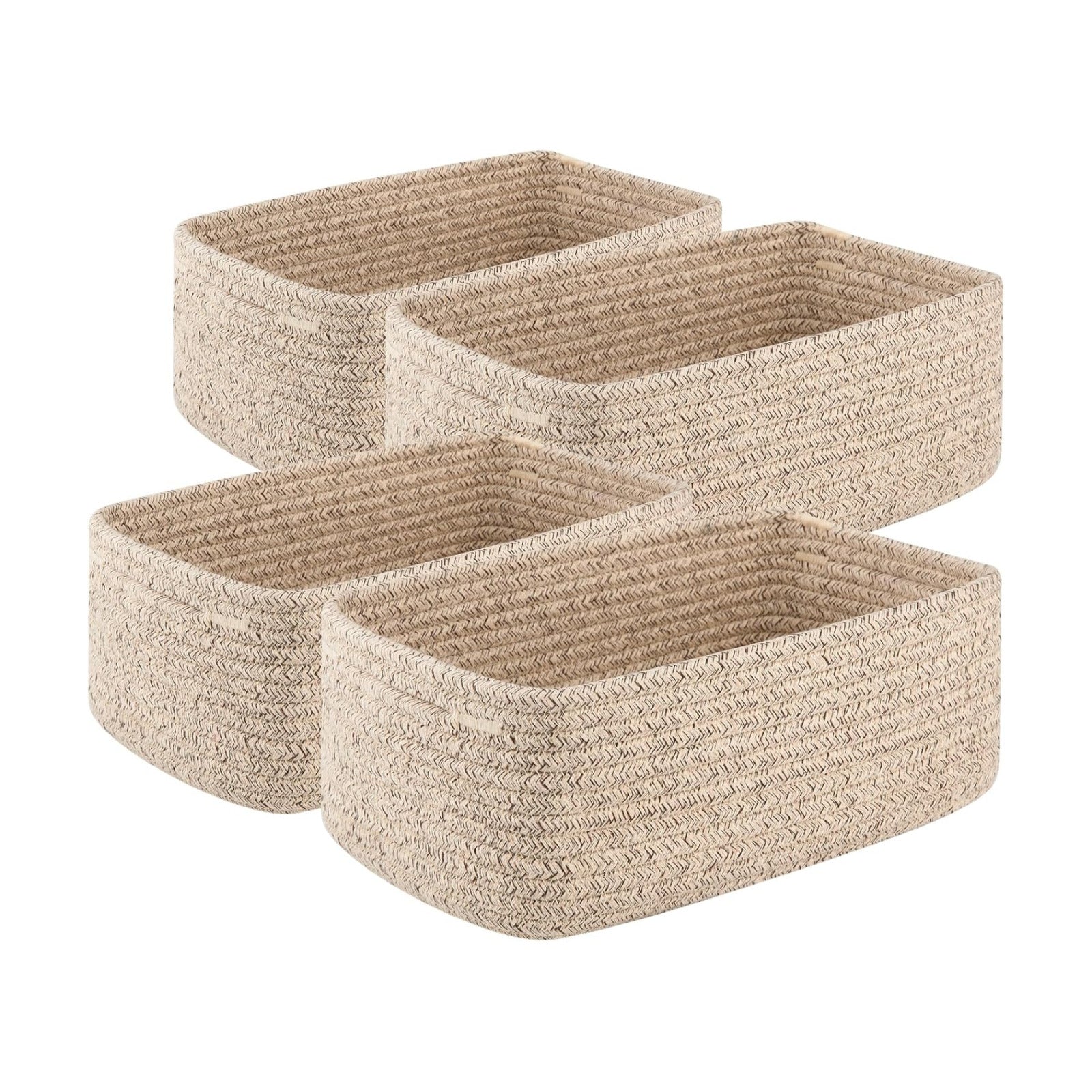 Mini Woven Rope Storage Bins for Towels / Brown / 11.81''lx7.87''wx4.72''h / Set of 4