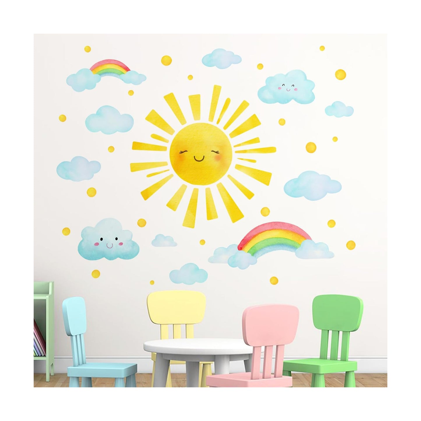 Watercolor Smile Wall Decals Stickers / Sun