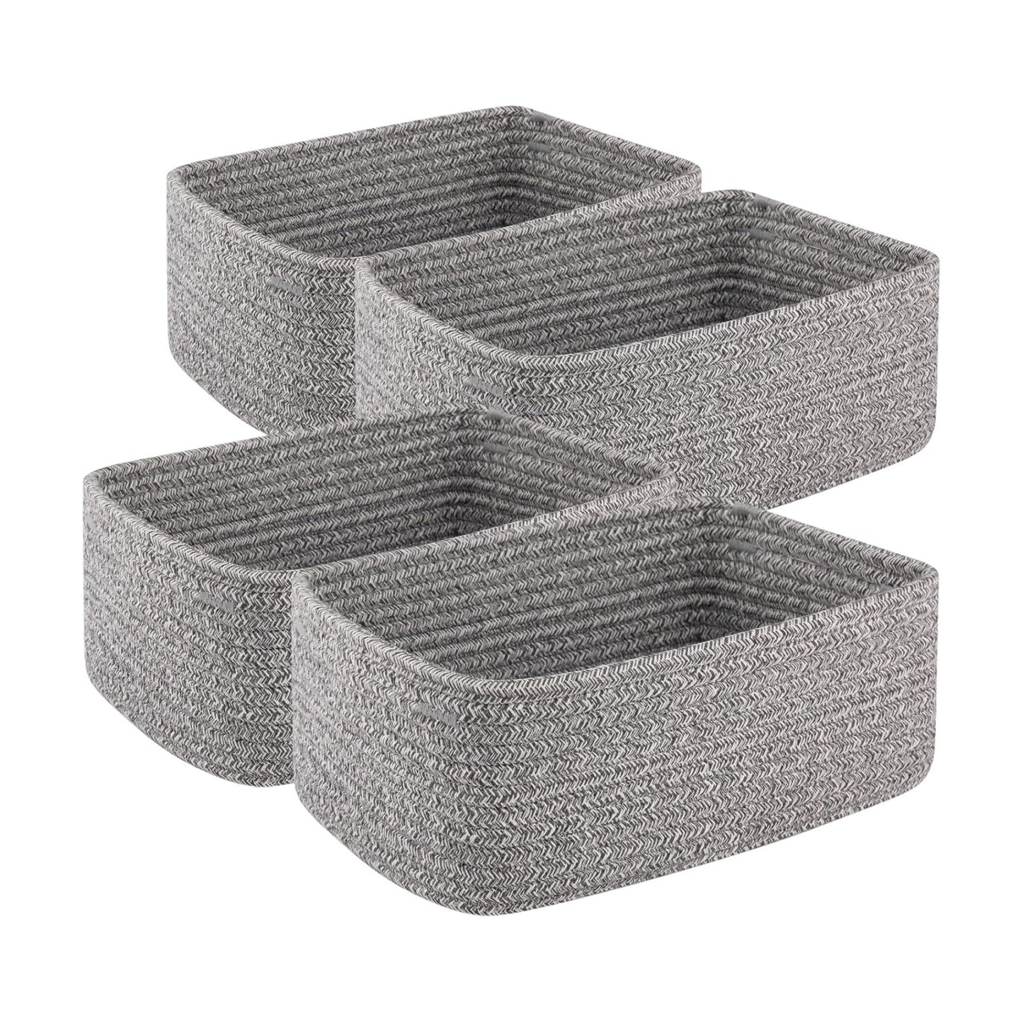 Mini Woven Rope Storage Bins for Towels / Grey / 11.81''lx7.87''wx4.72''h / Set of 4
