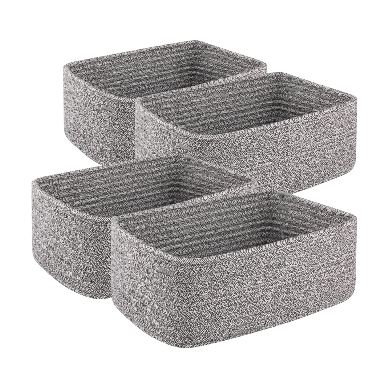 Mini Woven Rope Storage Bins for Towels / Grey / 11.81''lx7.87''wx4.72''h / Set of 4