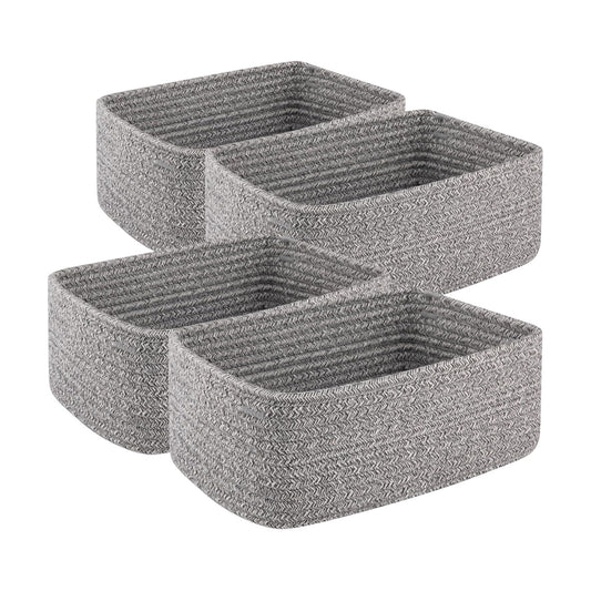 Mini Woven Rope Storage Bins for Towels / Grey / 11.81''lx7.87''wx4.72''h / Set of 4