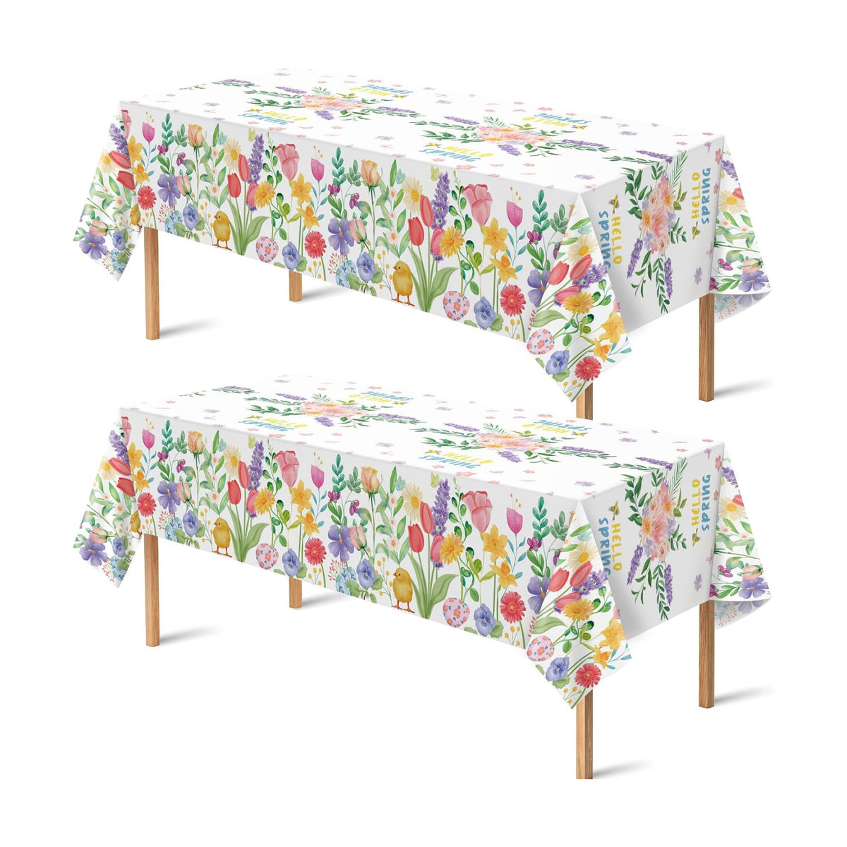 Summer Party Decorations - Summer Decorations for Home - 2 Pack Disposable Plastic Tablecloth | Floral Tablecloth for Mothers Day Wildflower Butterfly Birthday Garden Party Decorations