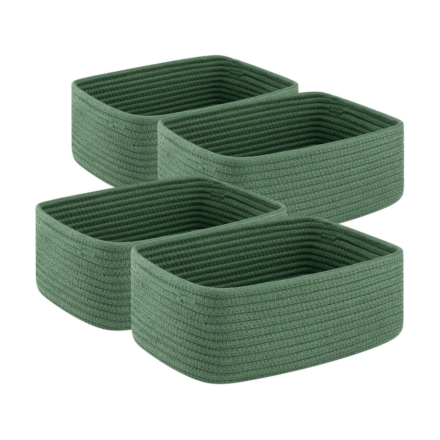 Mini Woven Rope Storage Bins for Towels / Green / 11.81''lx7.87''wx4.72''h / Set of 4