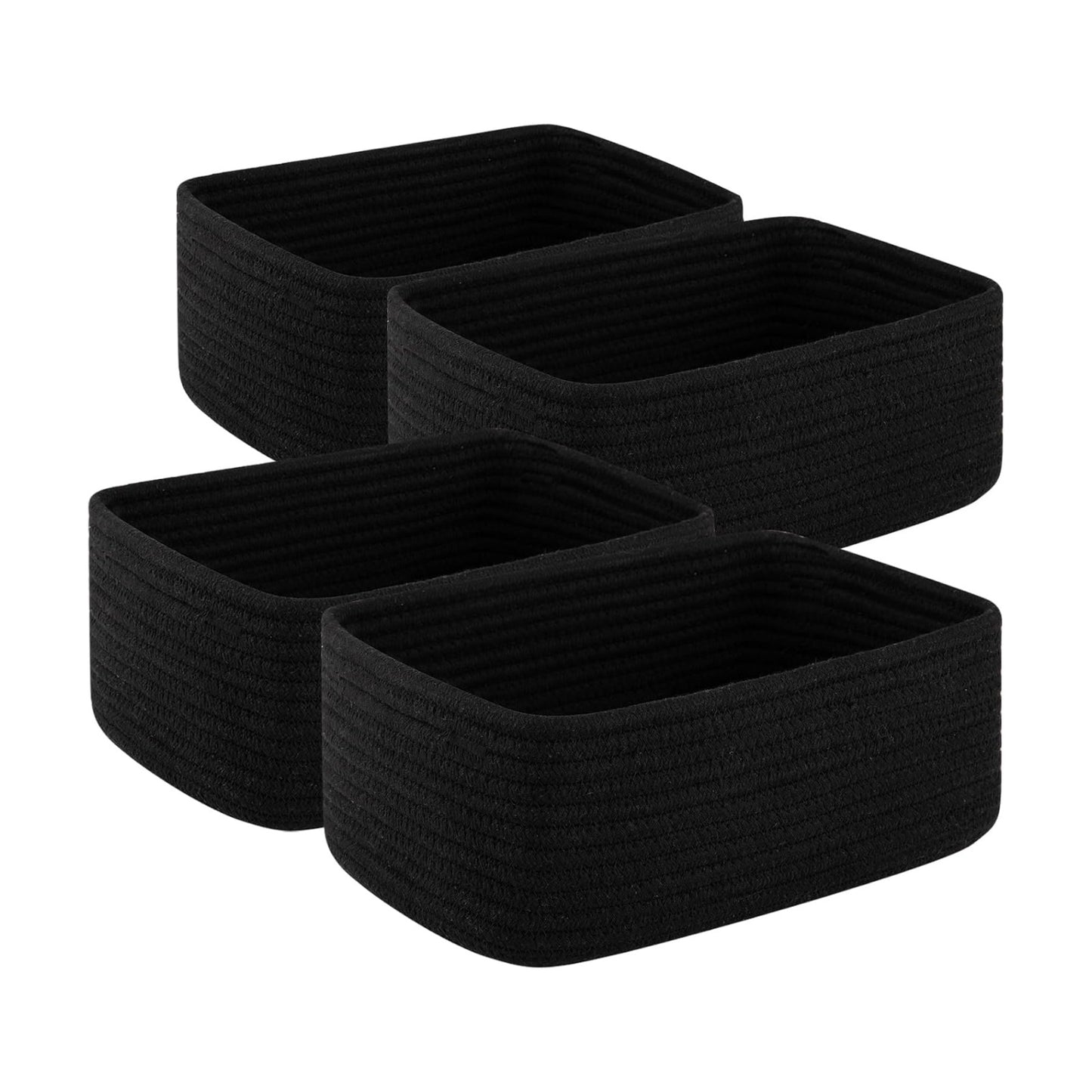 Mini Woven Rope Storage Bins for Towels / Black / 11.81''lx7.87''wx4.72''h / Set of 4