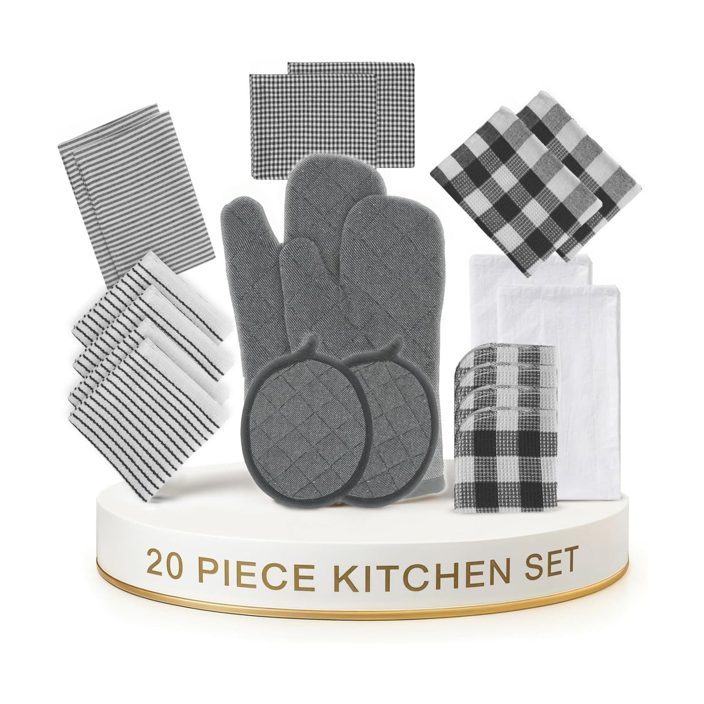 LANE LINEN Kitchen Towels Set 20 Pack - Ultra Soft Cotton Kitchen Hand Towels, Highly Absorbent Dish Cloths, Durable