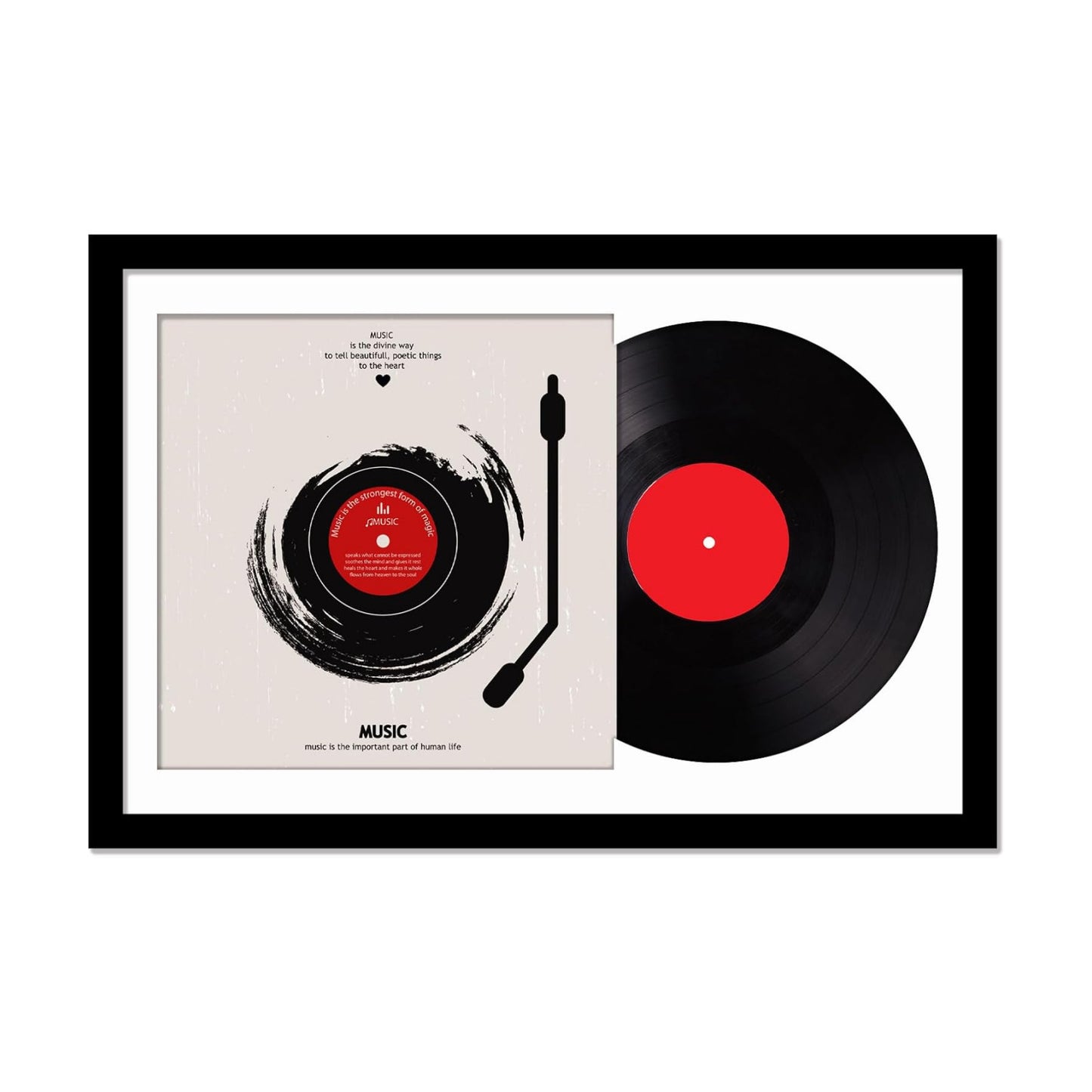 Vinyl Record Frame Display for 12 inch LP with 12.5x12.5 Album Cover | Black 16x24 Frame Light Weight with High-Clarity