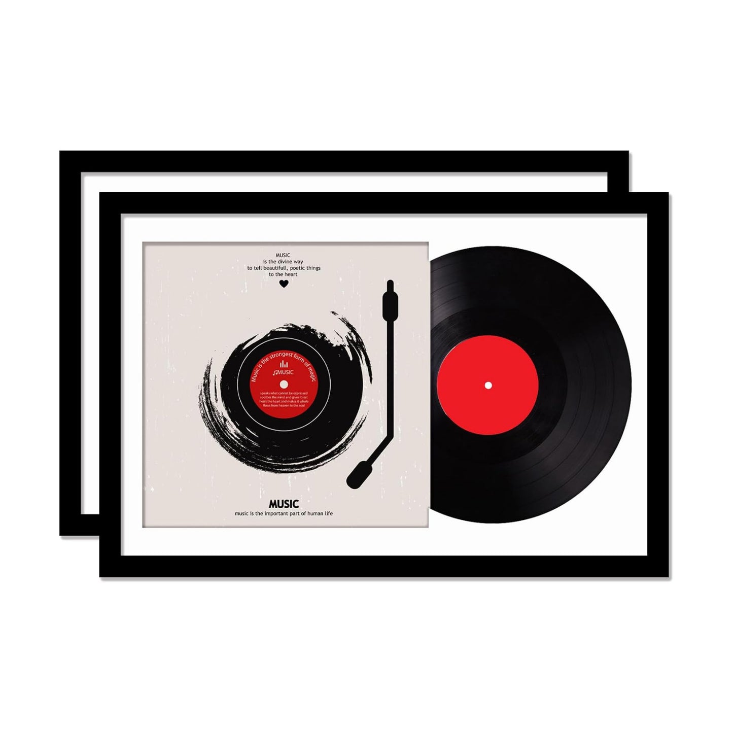 Vinyl Record Frame Display for 12 inch LP with 12.5x12.5 Album Cover | Black 16x24 Frame Light Weight with High-Clarity