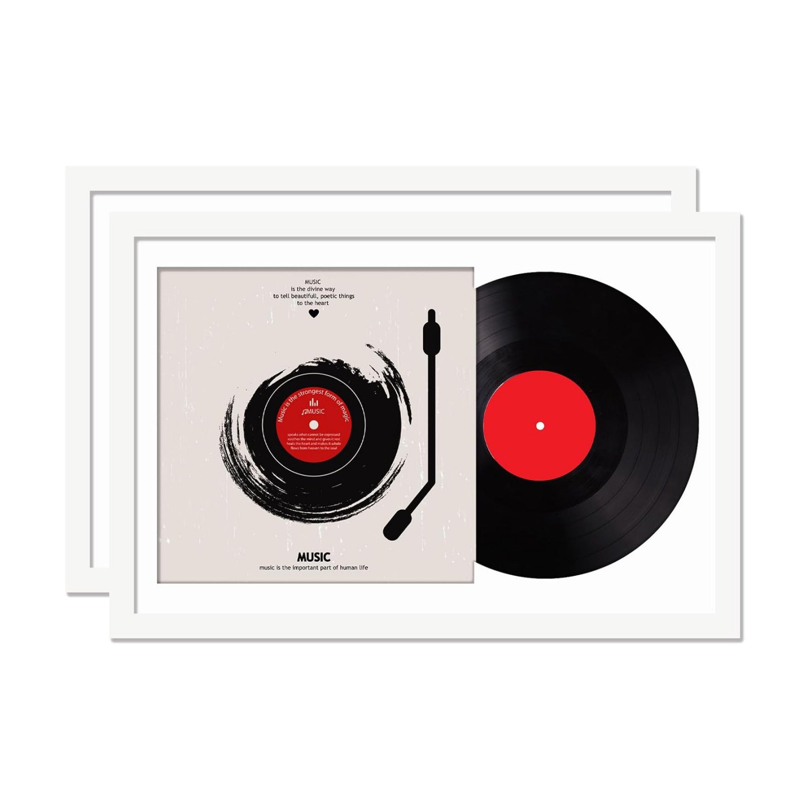Vinyl Record Frame Display for 12 inch LP with 12.5x12.5 Album Cover | White 16x24 Frame Light Weight with High-Clarity