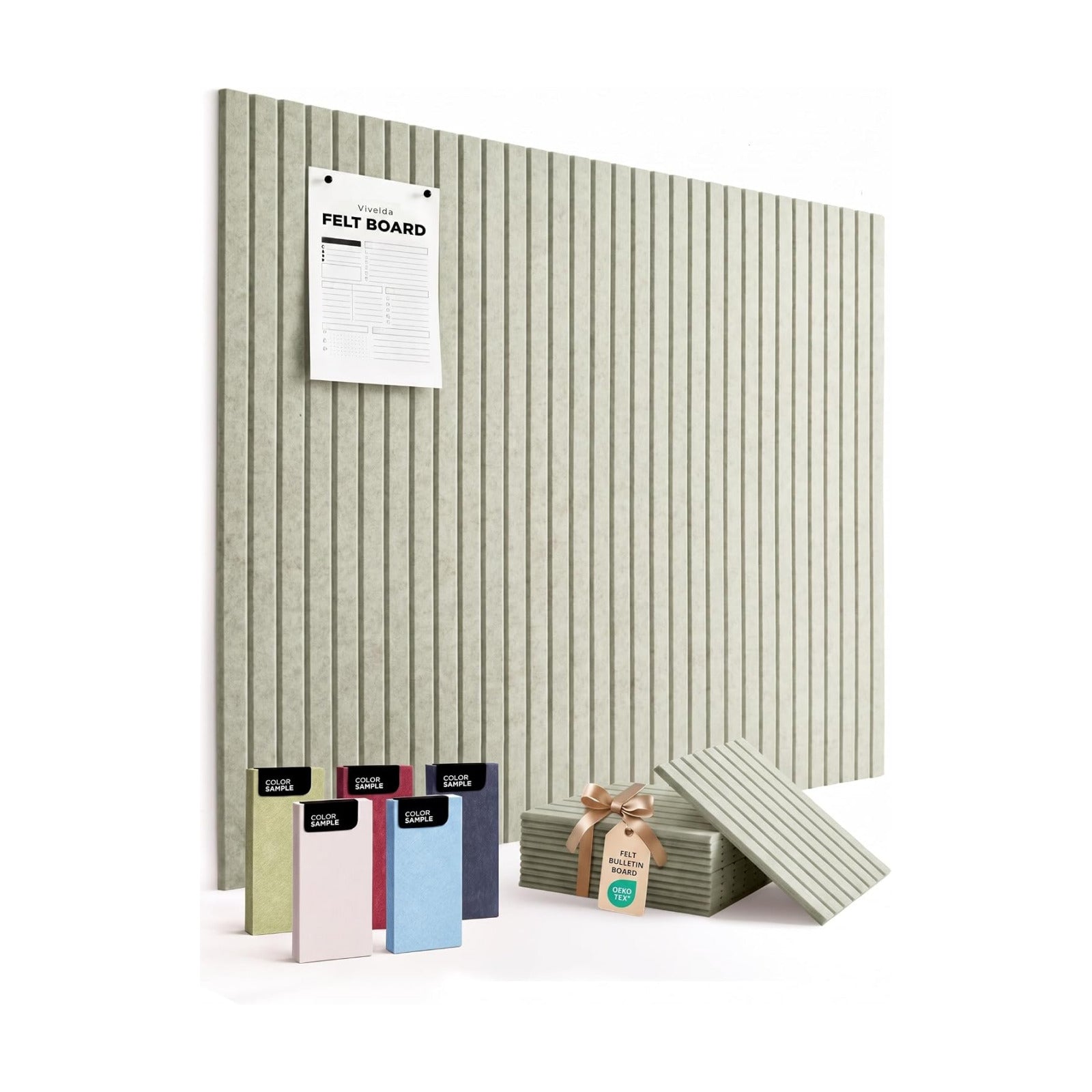 Large Felt Bulletin Board 48 x 36 Inch - 12-Pack Square Acoustic Wall Panels, Cork Board Alternative, NRC 0.95
