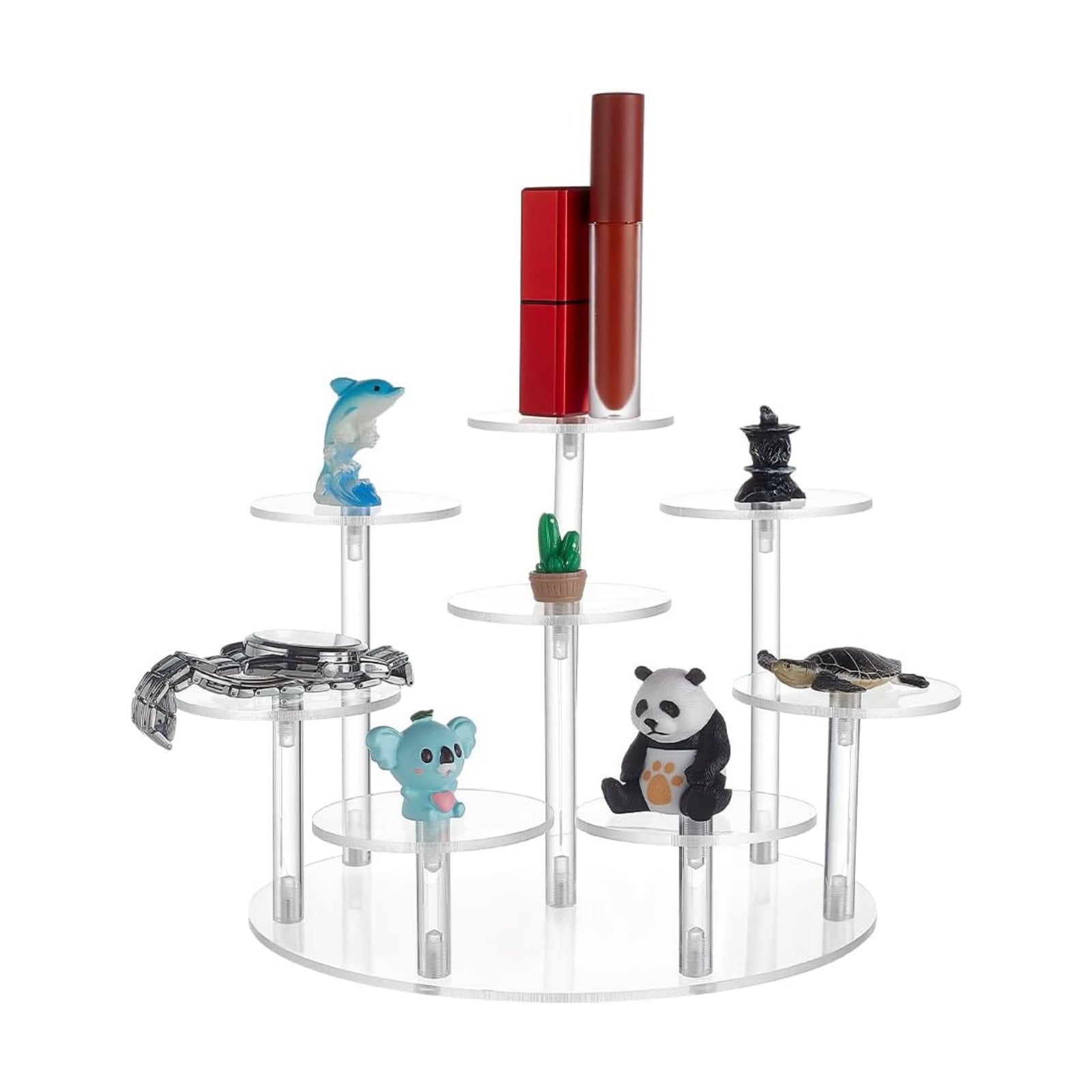 Acrylic Riser Display Shelf 8-Tier Risers Stand Multilevel Round Acrylic Stands Mini Figure / Clear