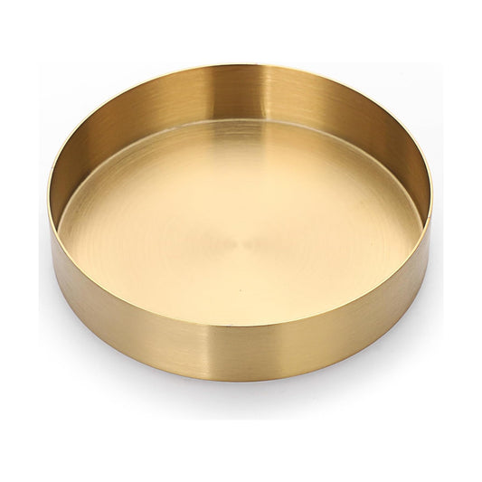 Round Stainless Steel Tray Vintage Jewelry Dish Metal Decorative / 5.5 / Gold