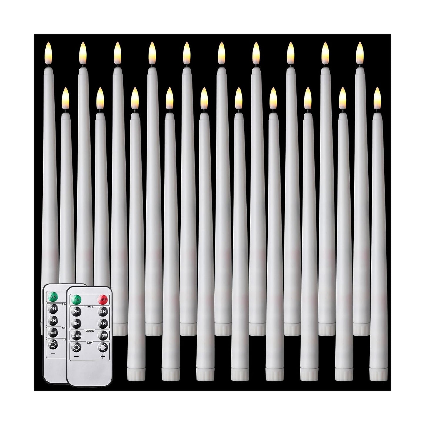 20 Pcs Flickering Flameless Taper Candles Bulk LED Battery Operated Realistic Flame Effect with Remote & Timer Safe No