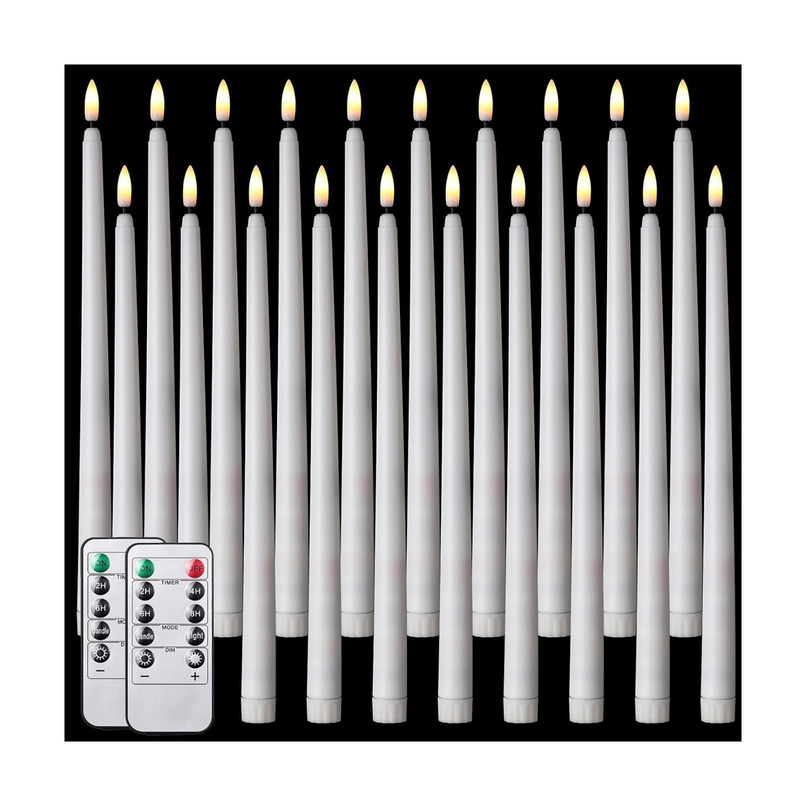 20 Pcs Flickering Flameless Taper Candles Bulk LED Battery Operated Realistic Flame Effect with Remote & Timer Safe No