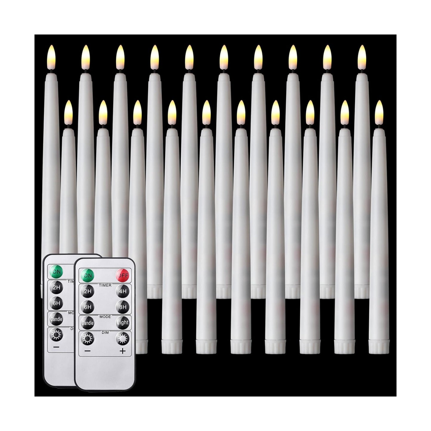 20 Pcs Flickering Flameless Taper Candles Bulk LED Battery Operated Realistic Flame Effect with Remote & Timer Safe No