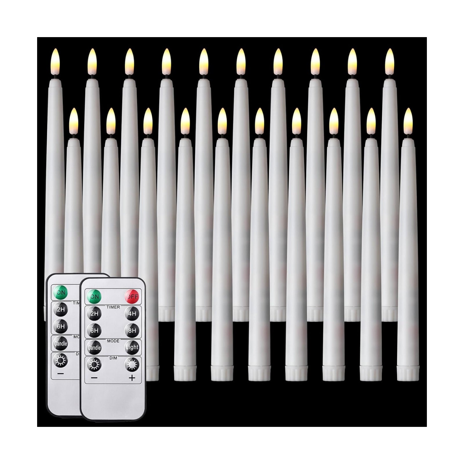 20 Pcs Flickering Flameless Taper Candles Bulk LED Battery Operated Realistic Flame Effect with Remote & Timer Safe No