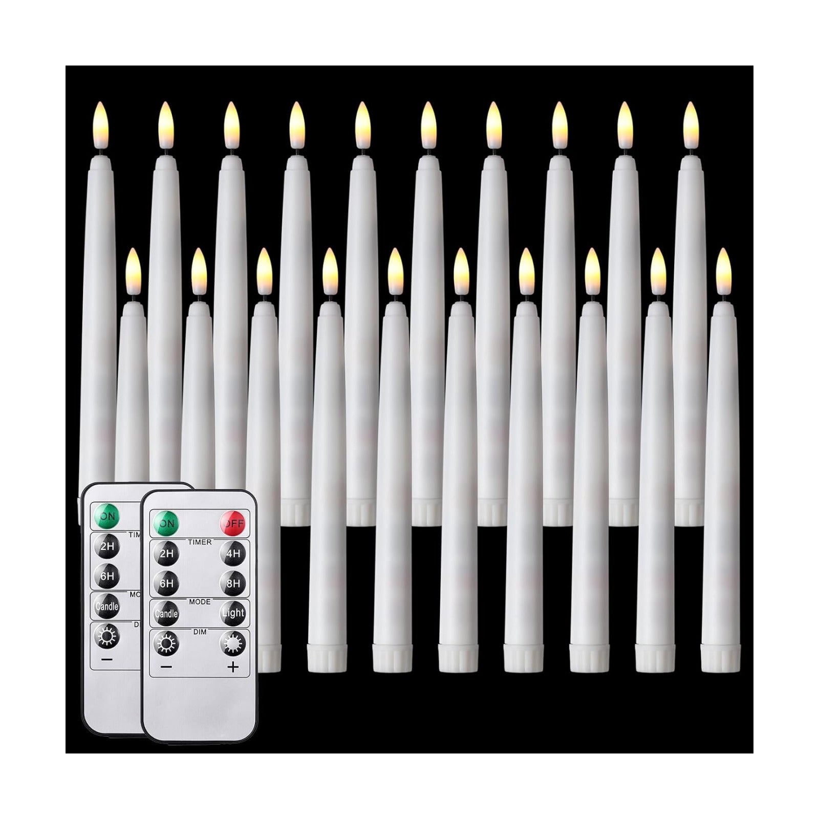 20 Pcs Flickering Flameless Taper Candles Bulk LED Battery Operated Realistic Flame Effect with Remote & Timer Safe No