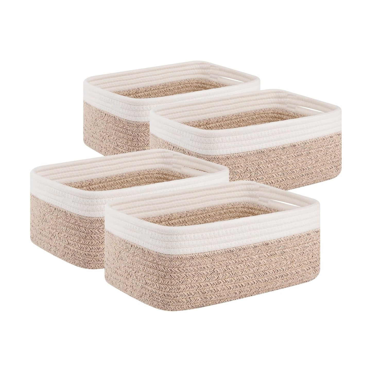 Small Bins / Organizer Baskets / Brown/white / 11.8"*7.8"*4.7 / Set of 4