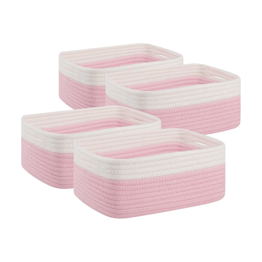 Small Bins / Organizer Baskets / Pink/white / 11.8"*7.8"*4.7 / Set of 4