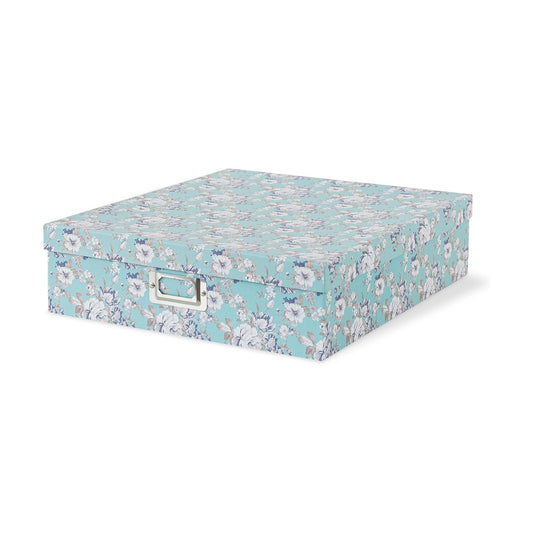 Floral Keepsake Memory Organizer / Blue Cottage / 14.8 x 13.0 x 3.7