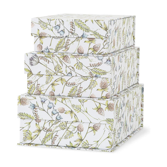 Floral Pattern Keepsake Boxes / Wild Garden / Set of 3