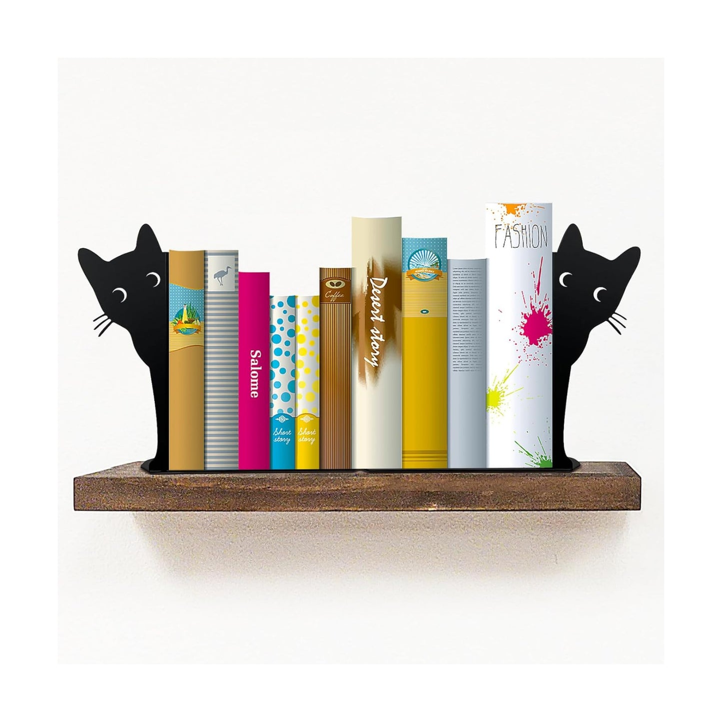 Metal Book Ends for Heavy Books / Black Cat