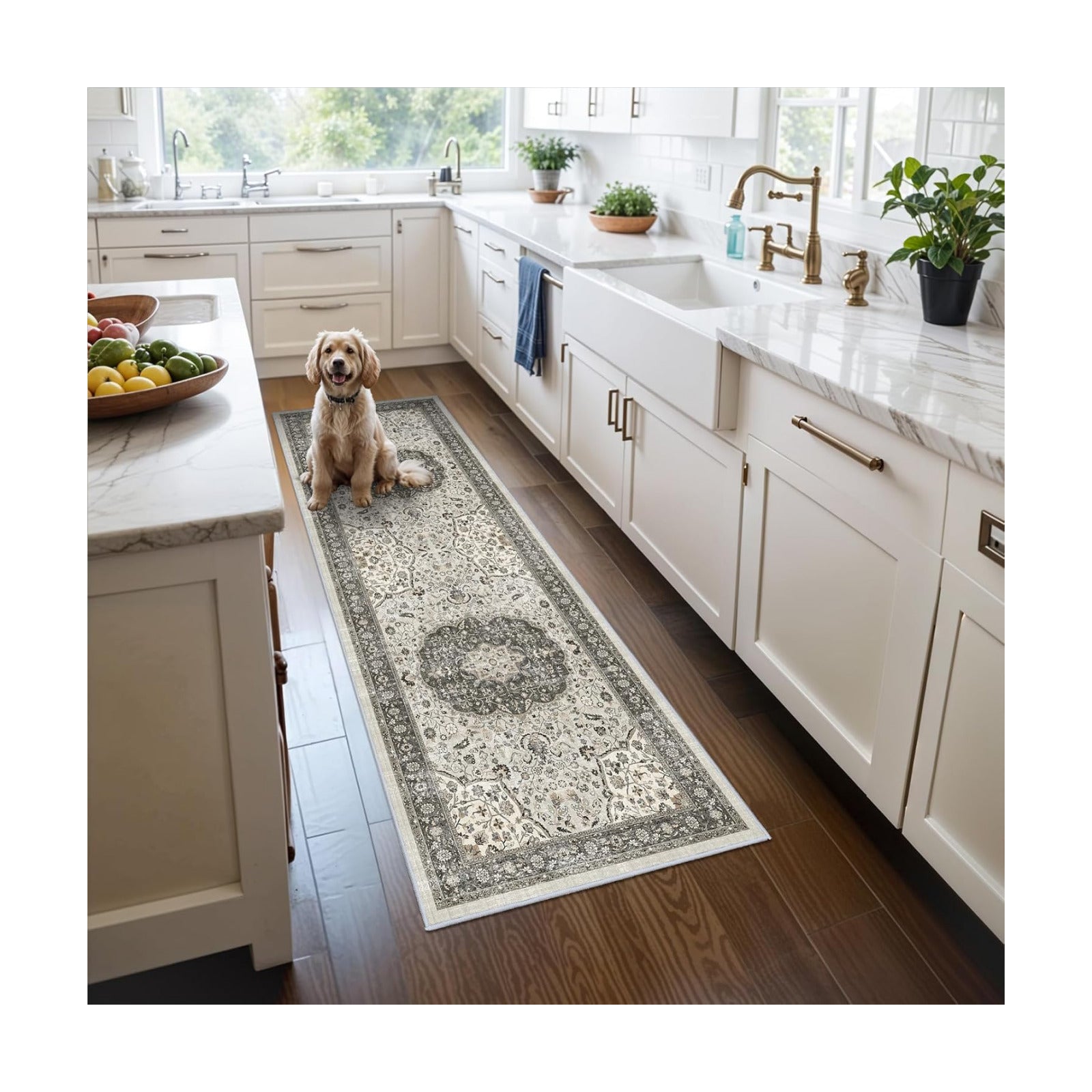 Hallway 2x6 Washable Runner Rug: Oriental Stain Resistant Kitchen Entryway Rugs Farmhouse Ultra Soft Bathroom Bedroom