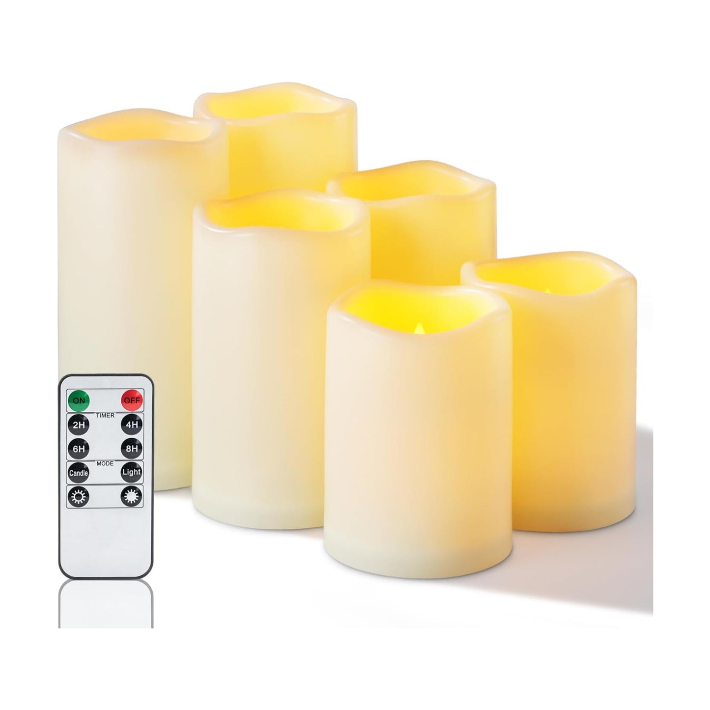 Homemory Outdoor Waterproof Flameless LED Candles with Remote Timer, 6 Pack | Battery operated flickering LED pillar c