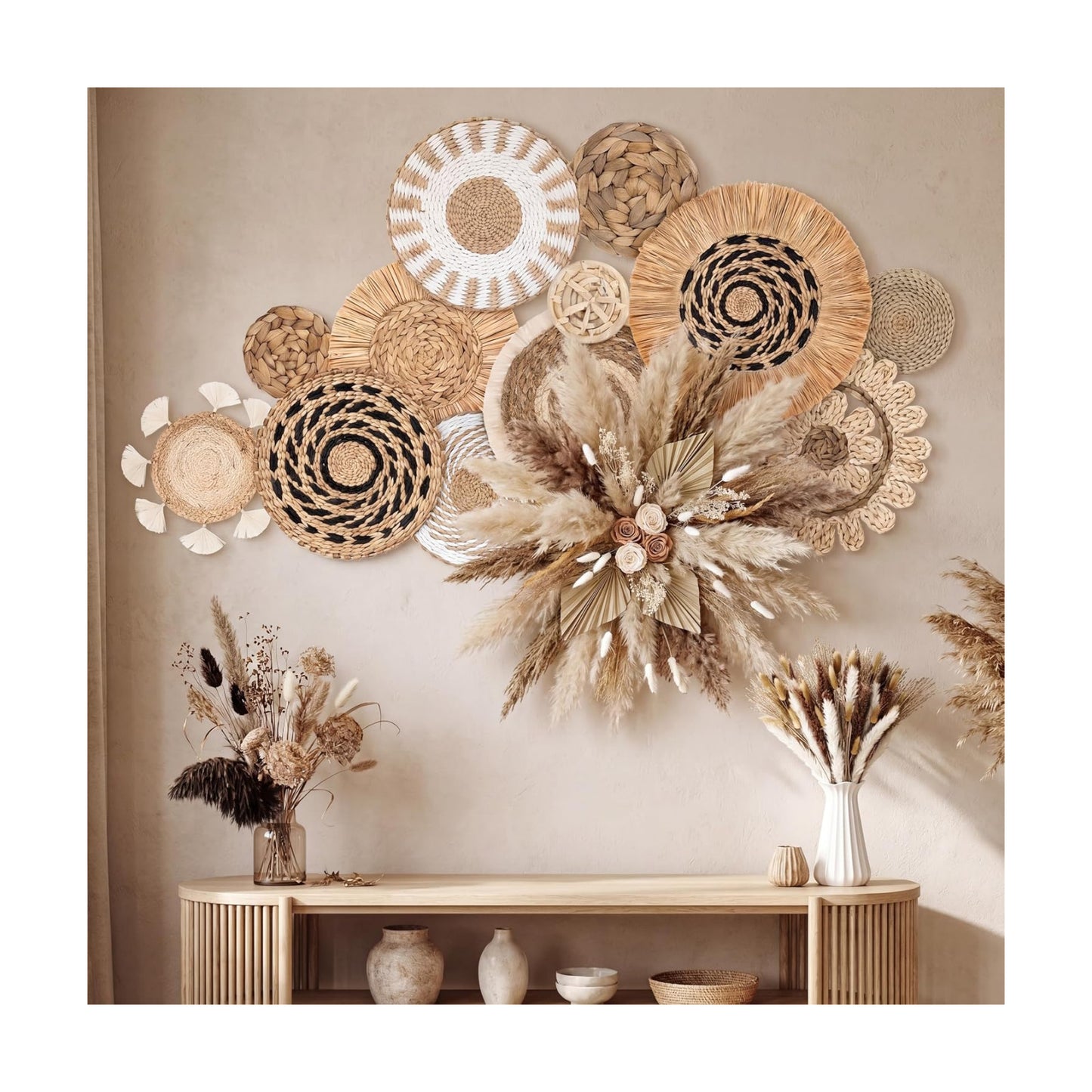 Include Hanging Woven Wall Baskets Handmade Rattan Wicker Wall Art and 120 / Set of 132