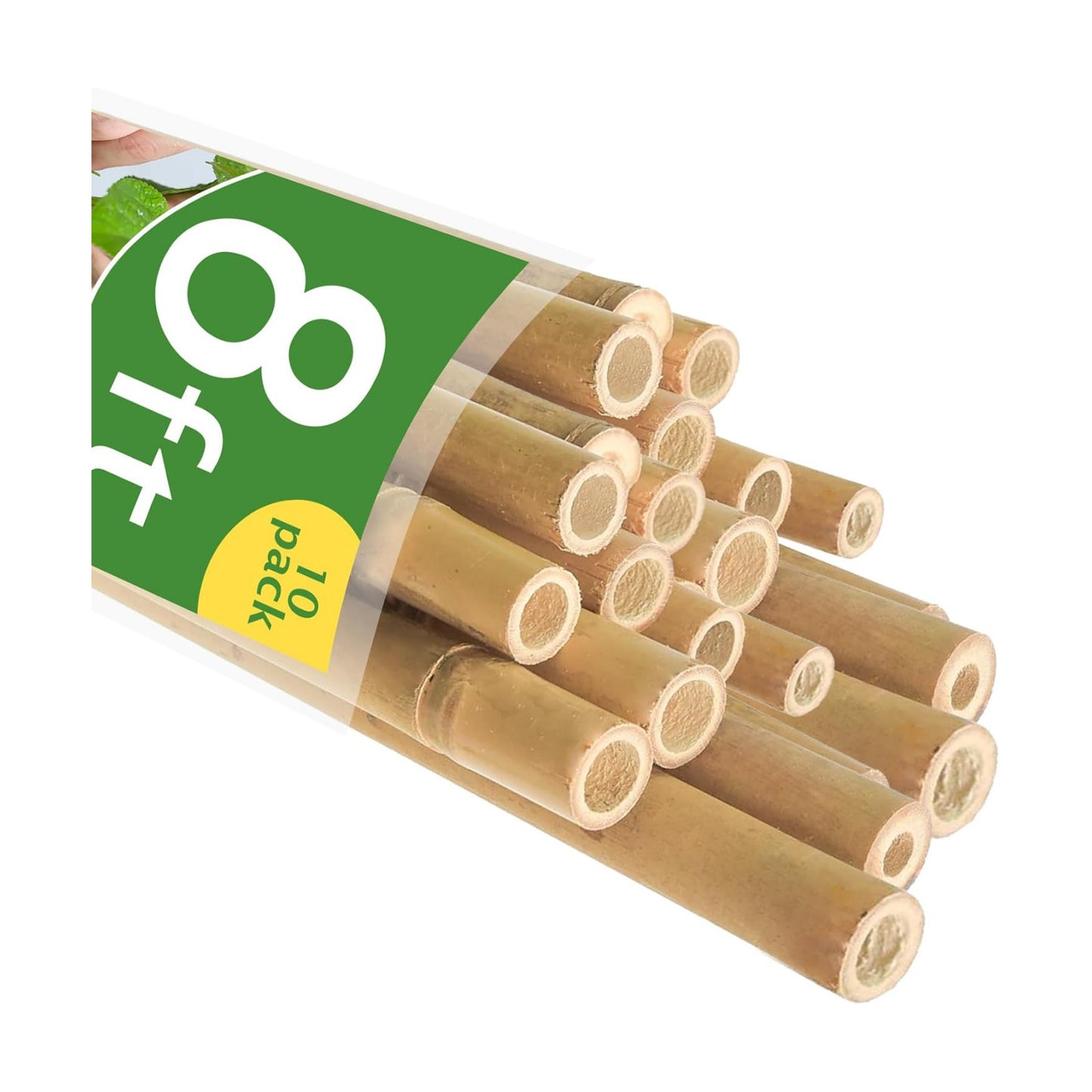 Bamboo Stakes 8FT, 8 Feet Natural Bamboo Plants Stakes, 1" D Thicker Heavy Duty Garden Stakes 10 Pack for Tomatoes