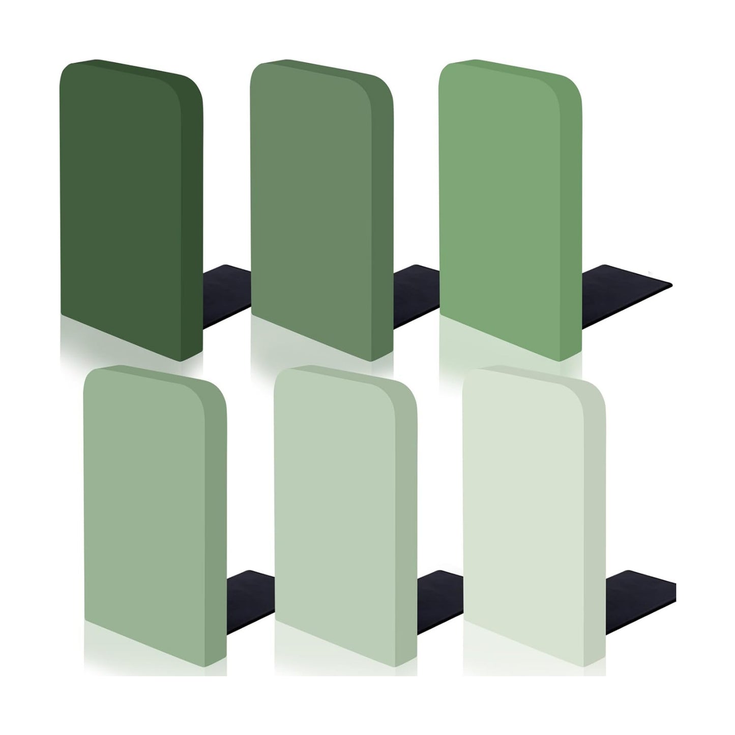 Boho Wood Bookends Gradient Green Wooden Book Stands Rustic Non Skid Book / Sage Green / Set of 6