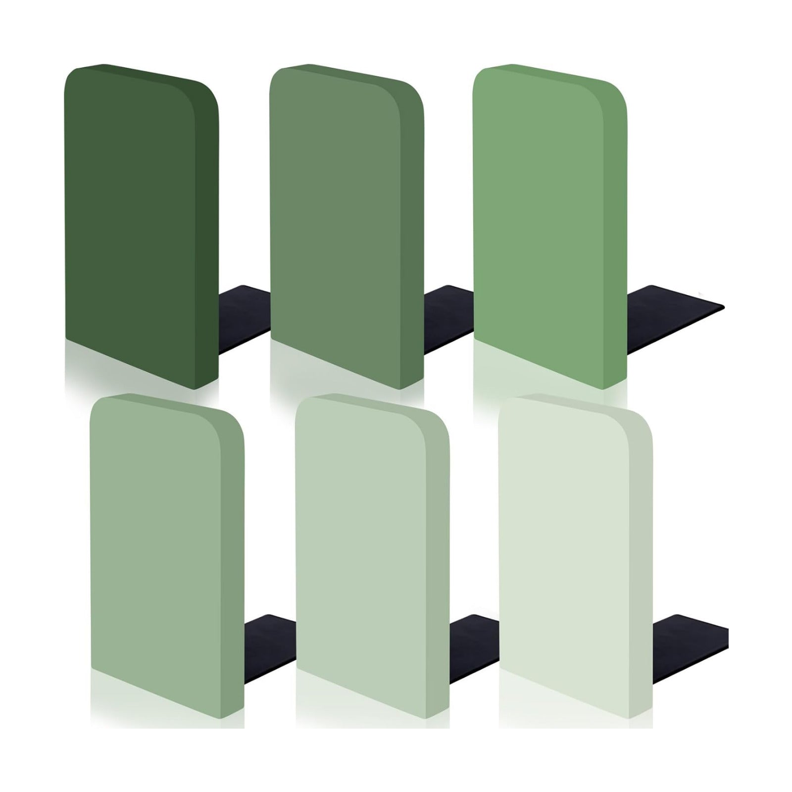 Boho Wood Bookends Gradient Green Wooden Book Stands Rustic Non Skid Book / Sage Green / Set of 6