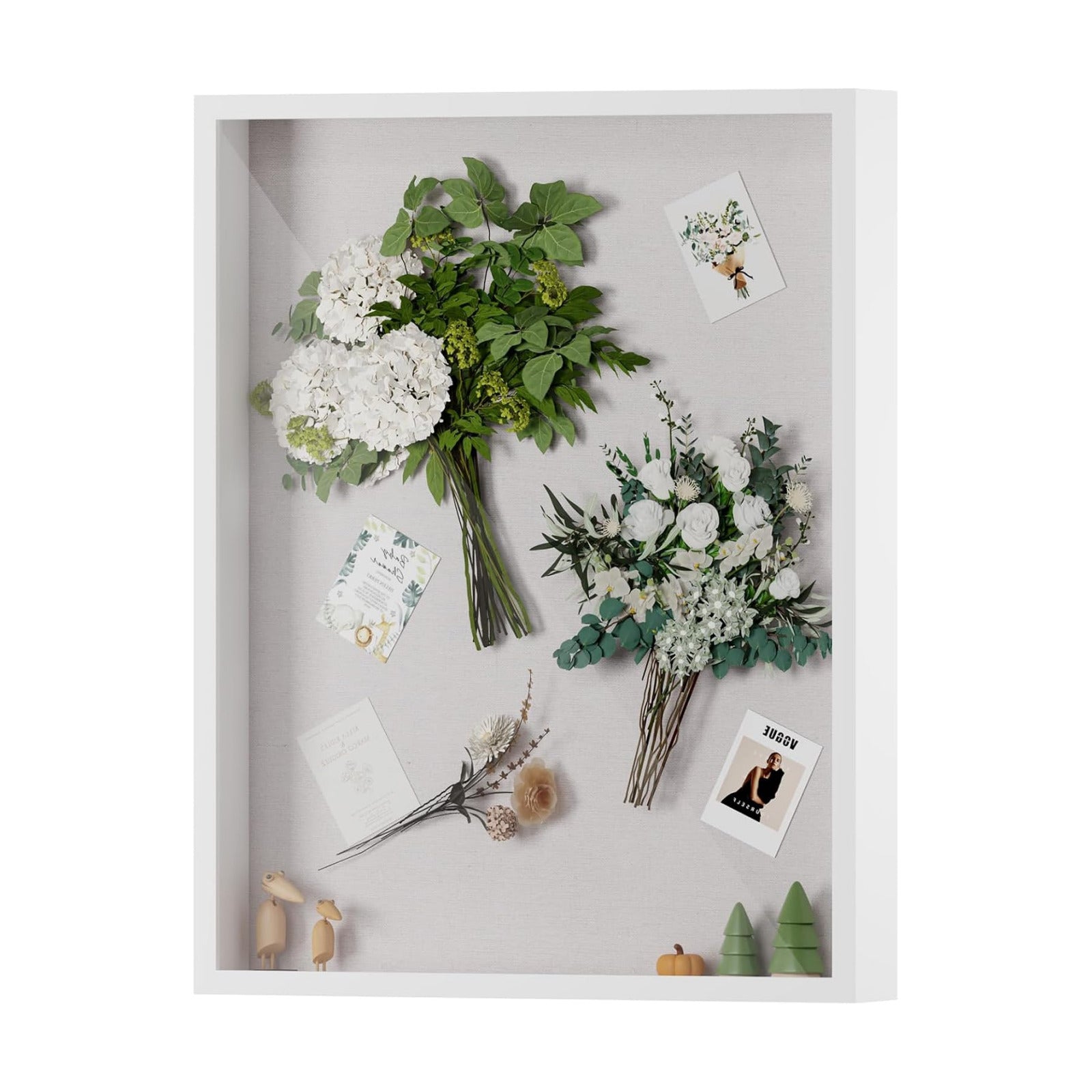 Muzilife 16x20 Large Shadow Box Wood Picture Frame, Tempered Glass, White | FSC-Certified MDF | Soft Acid-free Linen