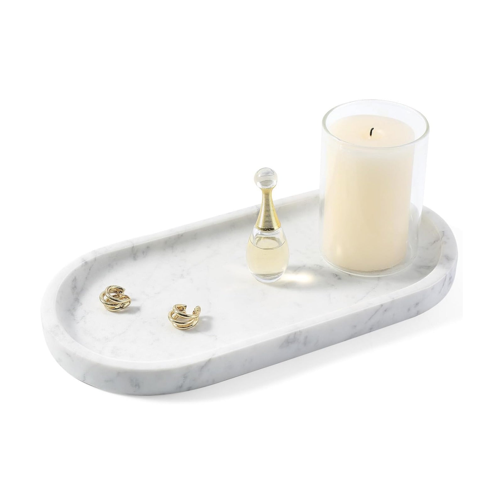 Marble Vanity Tray / Bianco Carrara White / 10 x 5 x 0.7