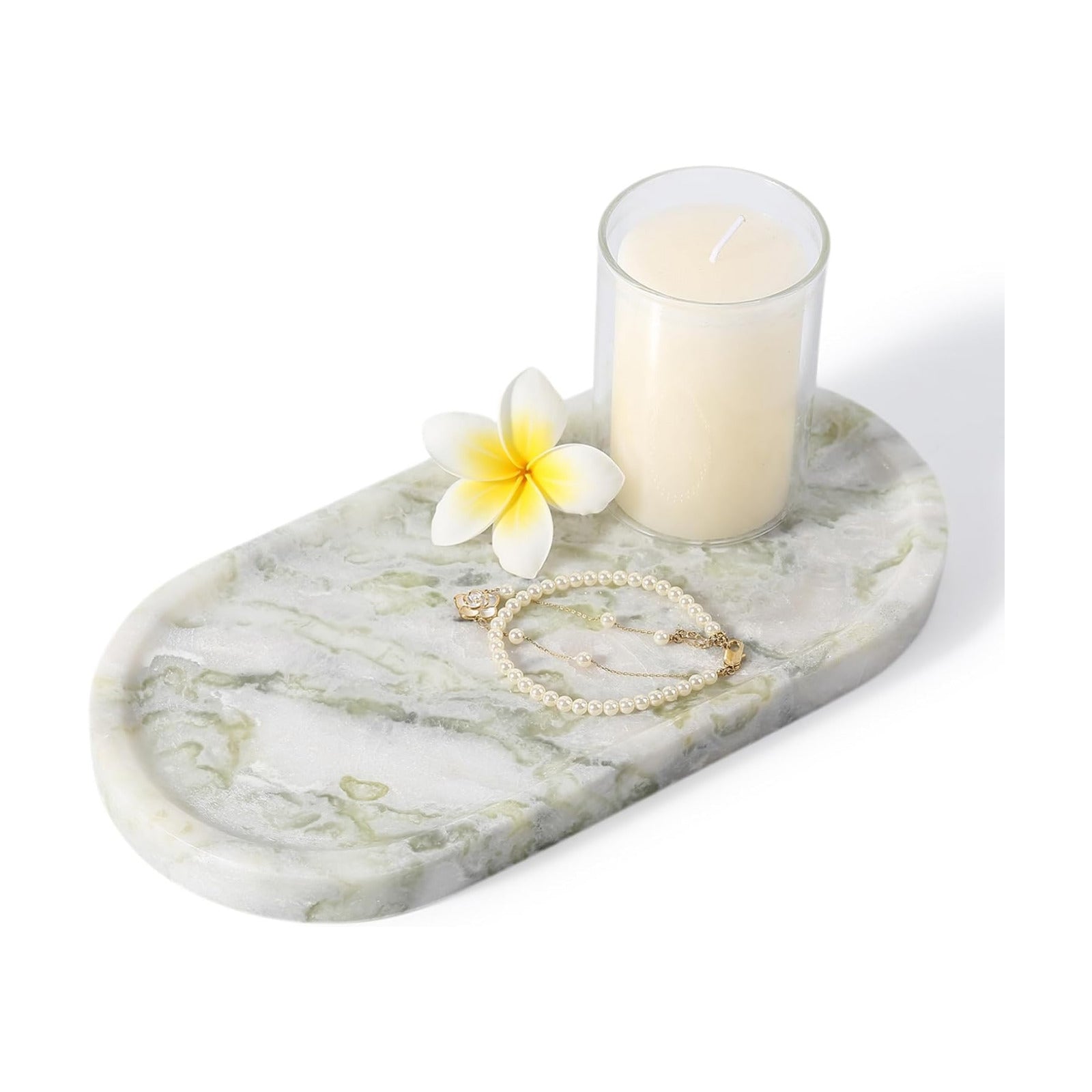 Marble Vanity Tray / Bianco Palomino Green / 10 x 5 x 0.7