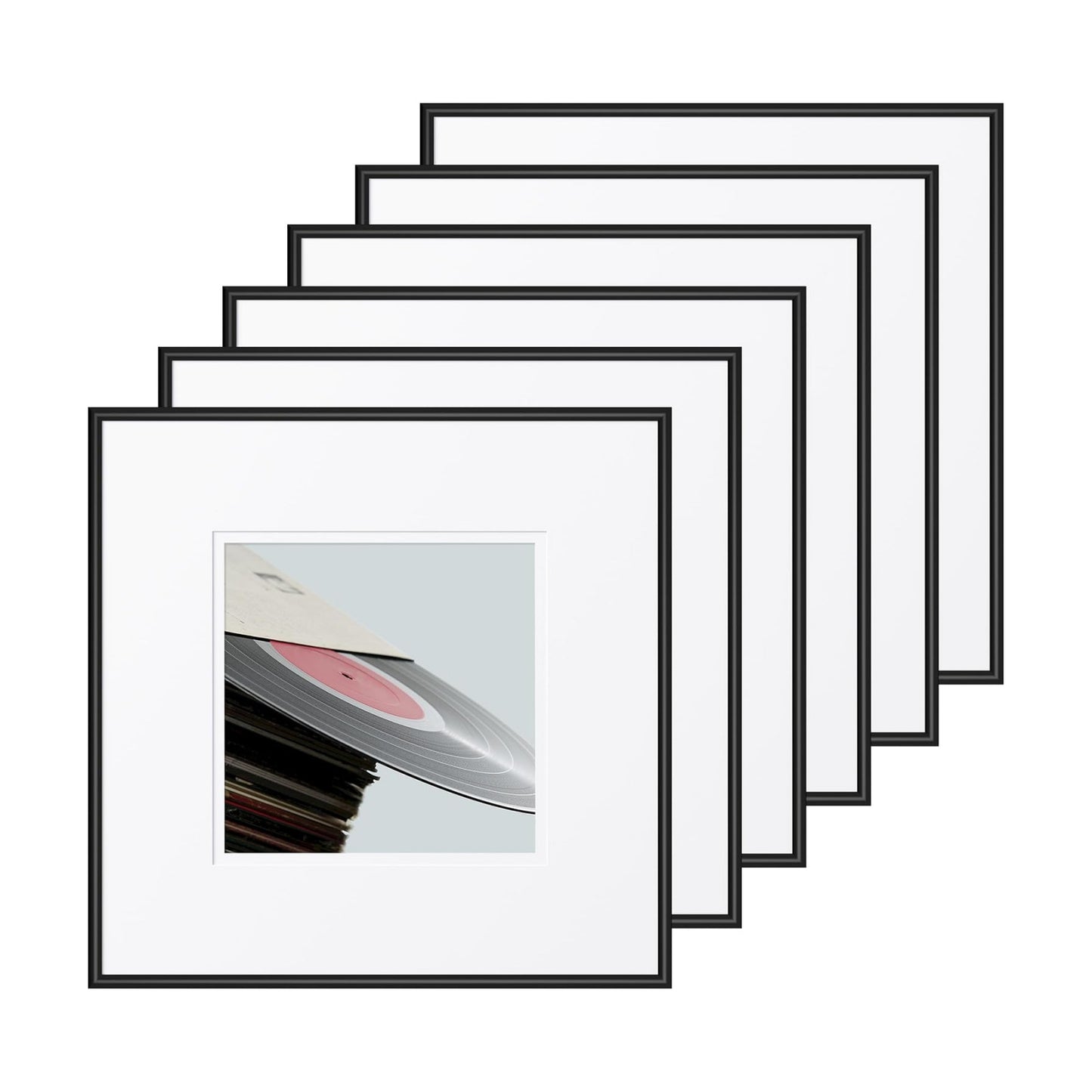 eletecpro Vinyl Record Frame, 12.5 x 12.5 in, for Double LP, Black, 6 Pack | Fits 12 and 7 in LP Cover, Includes Mat
