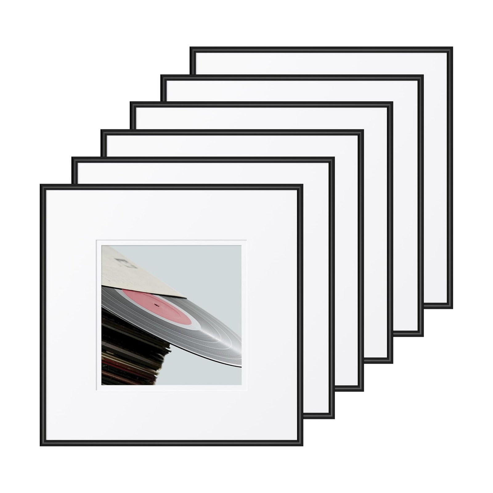 eletecpro Vinyl Record Frame, 12.5 x 12.5 in, for Double LP, Black, 6 Pack | Fits 12 and 7 in LP Cover, Includes Mat
