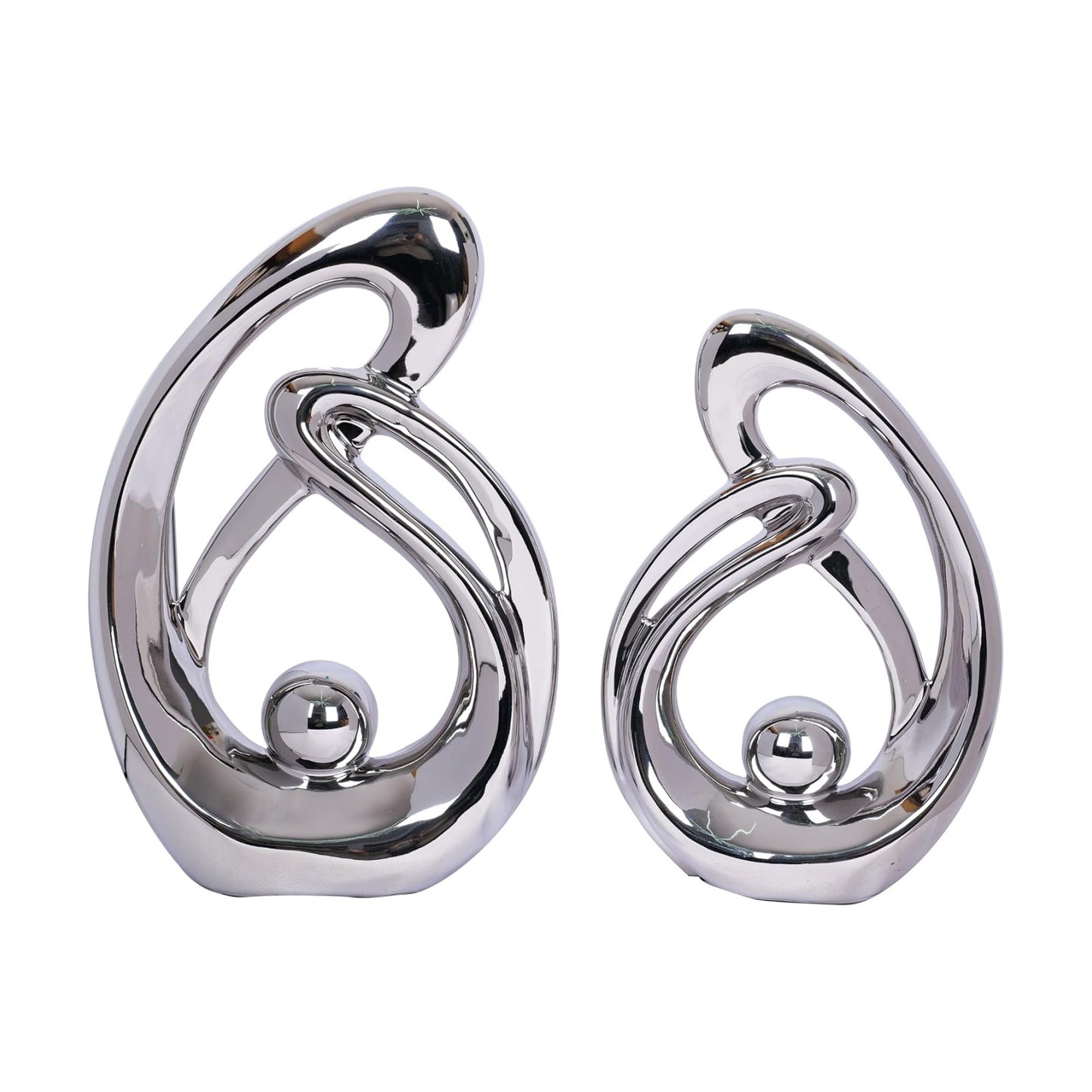 Decor Sculpture Table Decorations Ceramic Decor Mid Century Modern Decor Statue / Silver / Set of 2