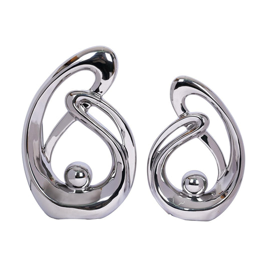Decor Sculpture Table Decorations Ceramic Decor Mid Century Modern Decor Statue / Silver / Set of 2