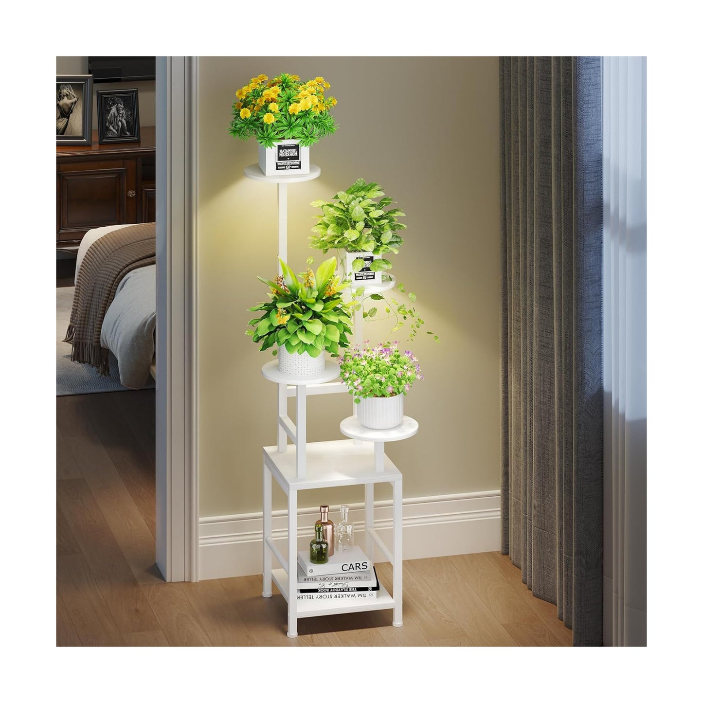Plant Stand Indoor with Grow Light, 5-Tiered Tall Plant Stand Indoor, Metal Plant Shelf with Adjustable Light, Ideal