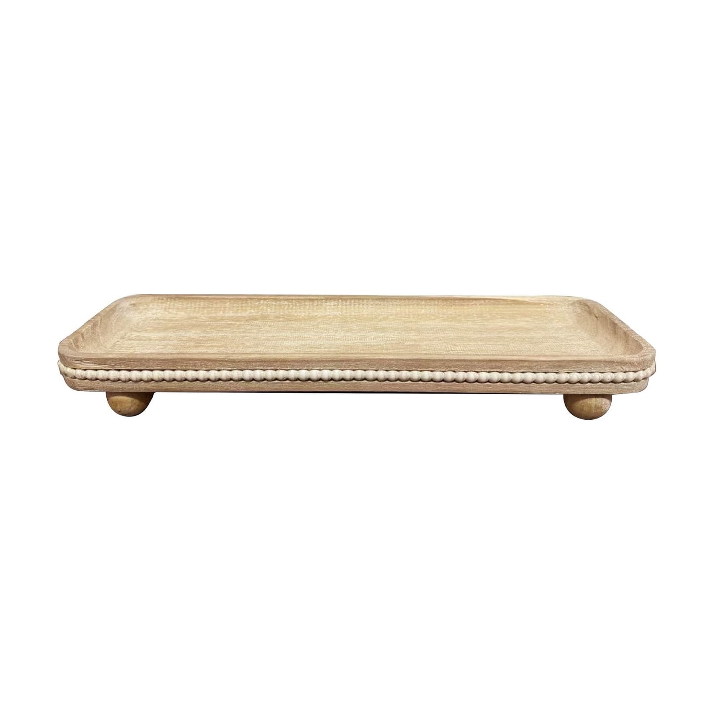 Oval Wooden Decorative Tray / White Wash