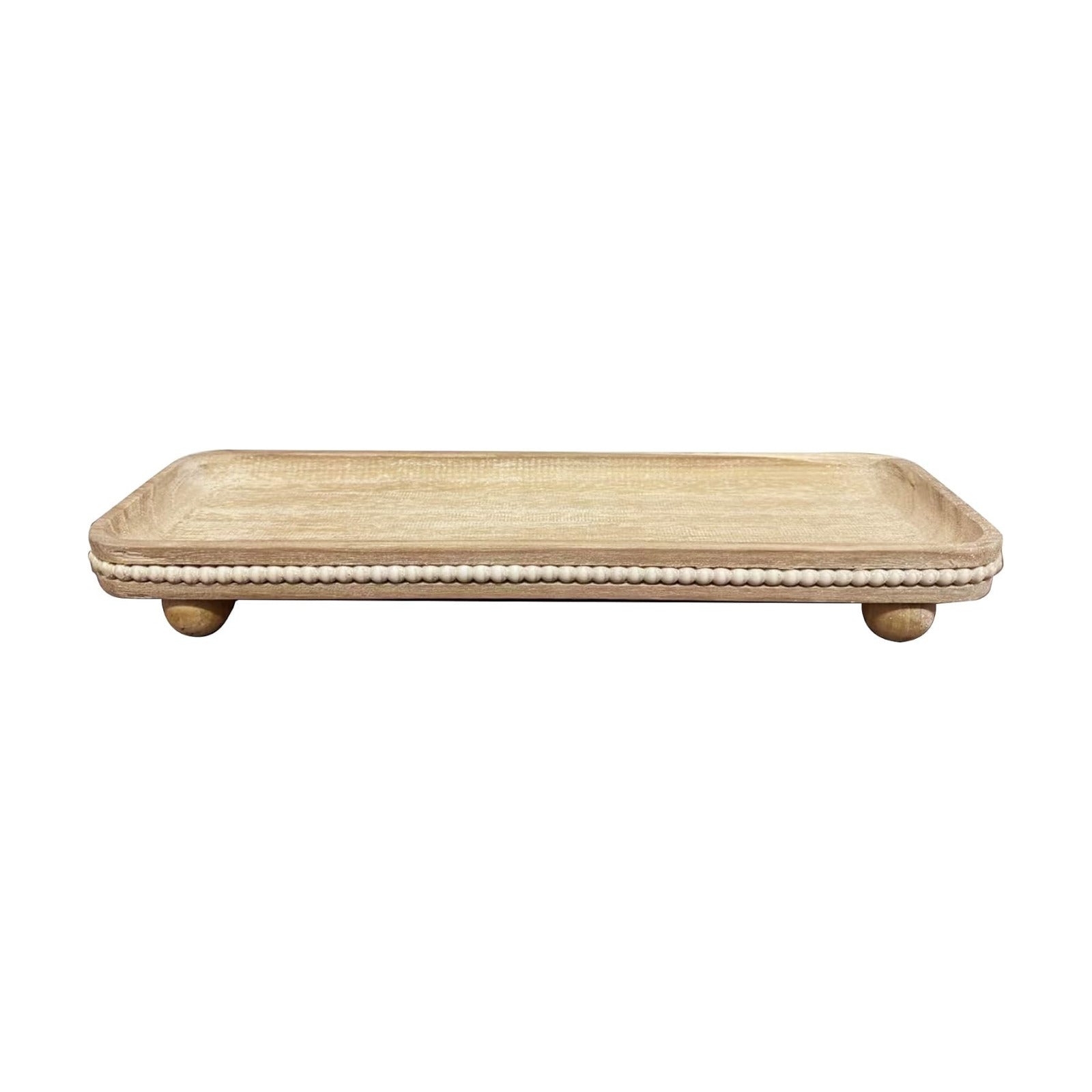 Oval Wooden Decorative Tray / White Wash