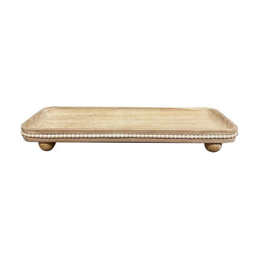 Oval Wooden Decorative Tray / White Wash