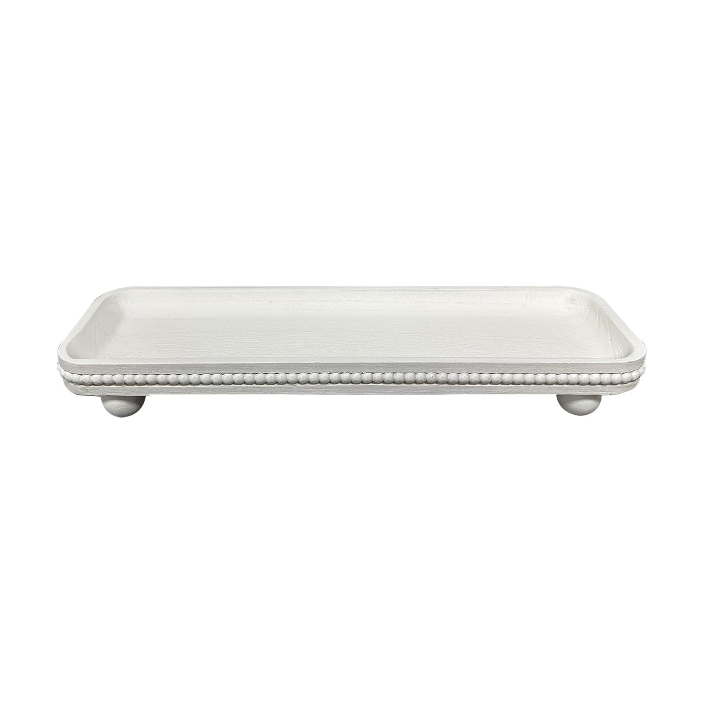 Oval Wooden Decorative Tray / White