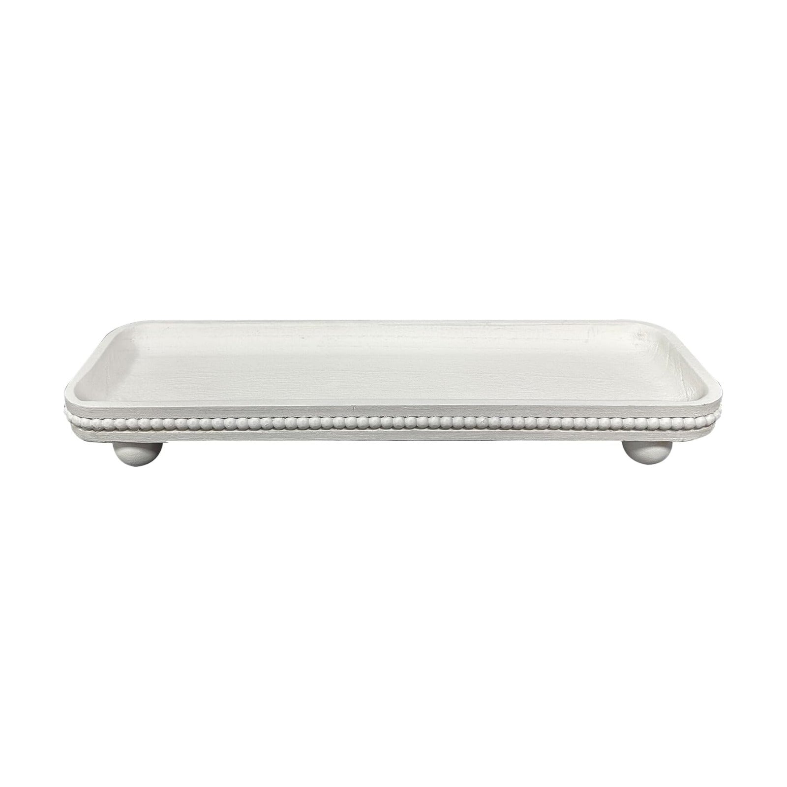 Oval Wooden Decorative Tray / White