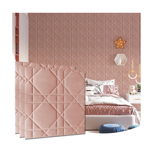 Velvet 3d wall panels for Interior wall Decor peel and stick / Hexagon-pink