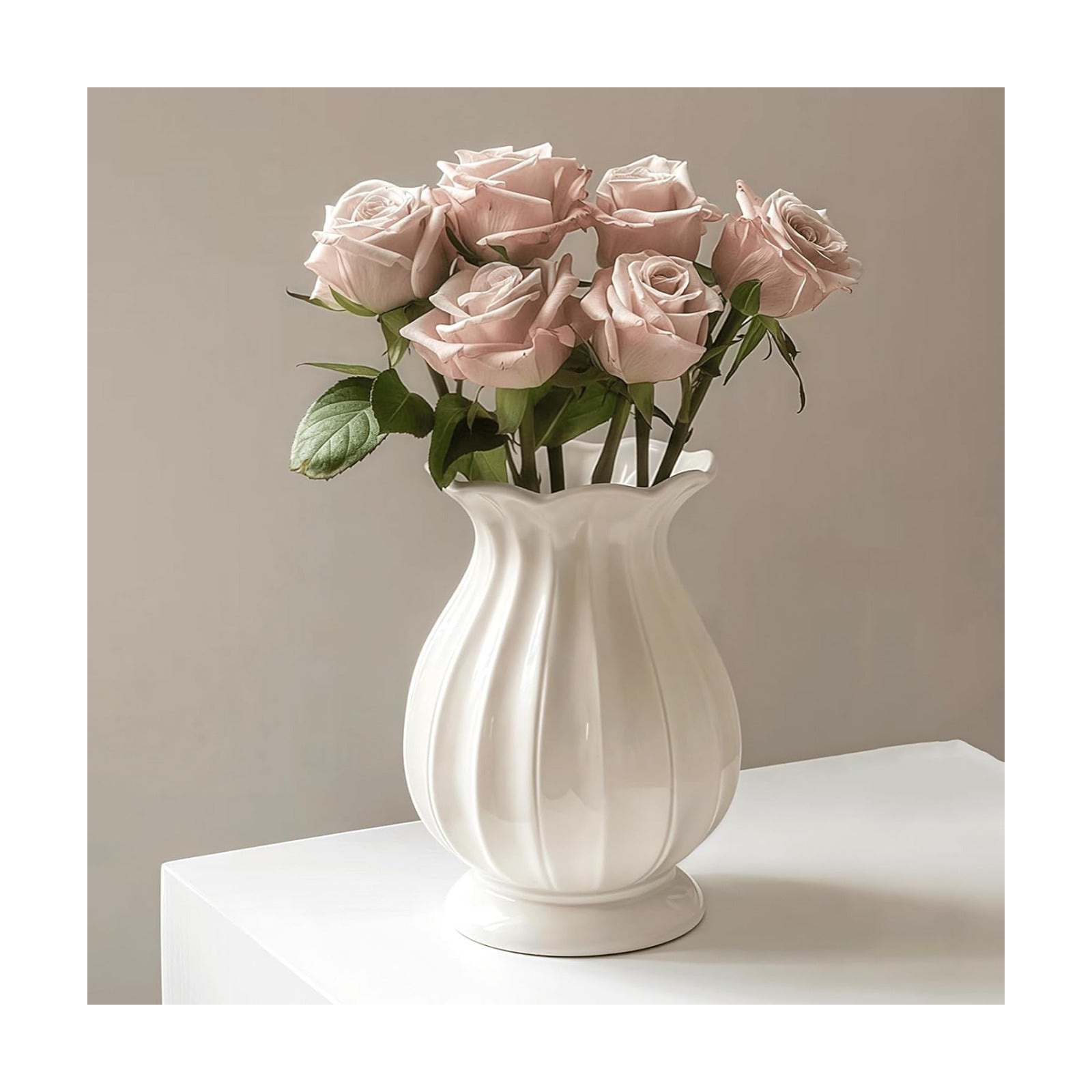 Modern Ceramic Flower Vase / White