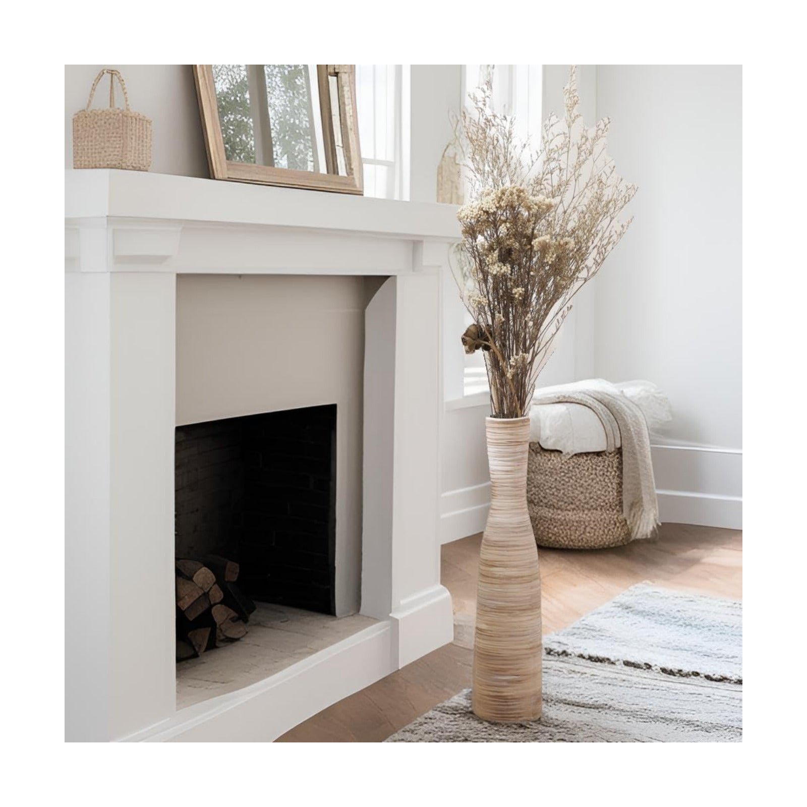 16" Tall Floor Vase for Pampas Grass / Bow-white-16